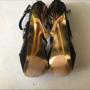 Alba Shoes - Alba Gold Rhinestone Platform Heels Alba Shoes - Alba Gold Rhinestone Platform Heels