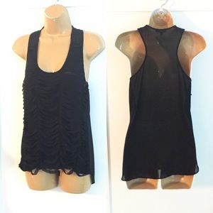 BLACK HIGH LOW SHEER BACK TANK