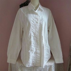 SUSAN BRISTOL CASUALS Crisp White Cotton Blouse L