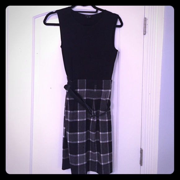 Black theory dress with plaid skirt