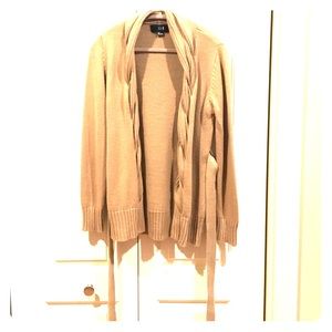 Tan Cardigan with Tie