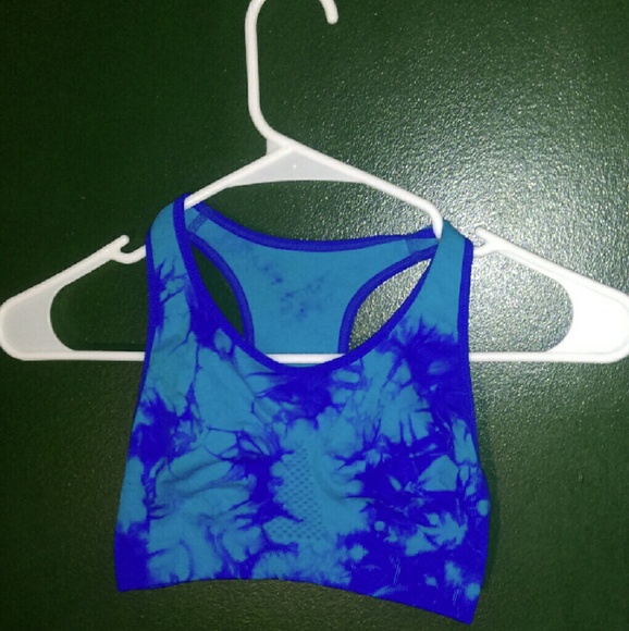 Blue tie dyed racerback sports bra sz xs/s