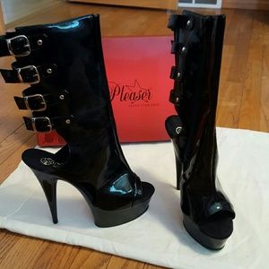 Pleaser 11 black open toe  boots