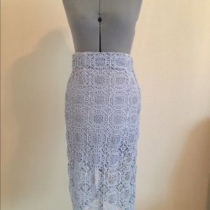 Zara blue lace high waisted skirt.