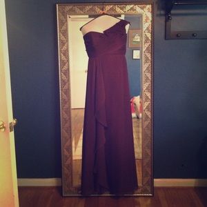 David's Bridal plum chiffon bridesmaid dress