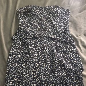 Strapless blue-print BCBG dress