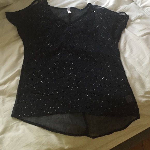 Navy with gold dots sheer top