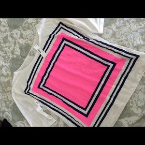 J. Crew pink and navy tee NWT