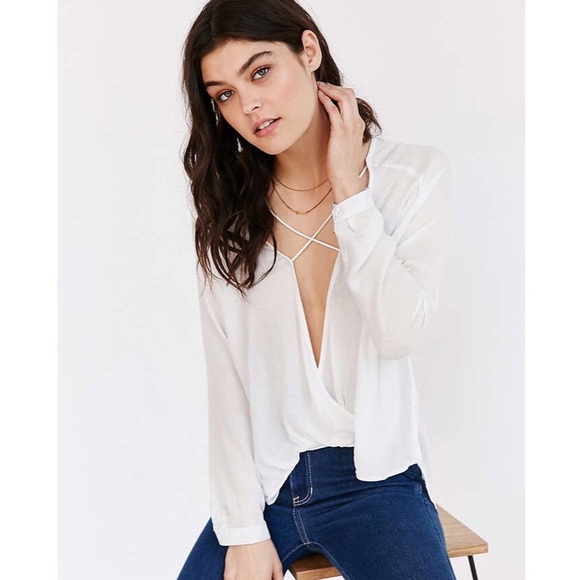 Silence + Noise Mayfair Plunge Surplice Top