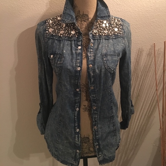 Embellished Denim Shirt - Picture 1 of 4