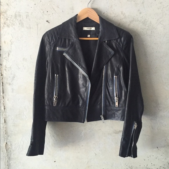 J Brand Aiah Leather Crop Moto Jacket - Picture 3 of 4