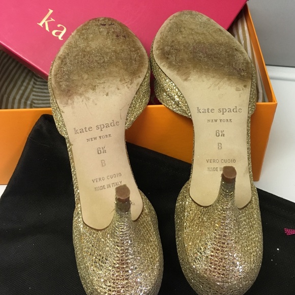Kate Spade Gold Starlight heels size 6.5 - Picture 3 of 4