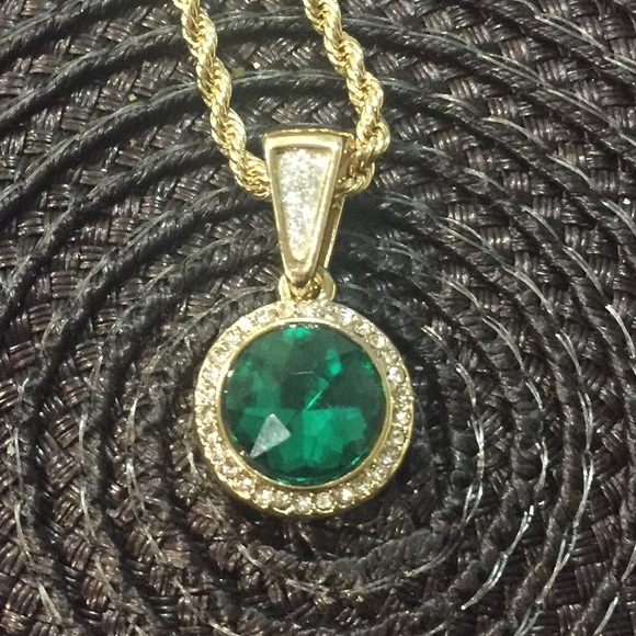 24in 14k gold plated ruby pendant and chain