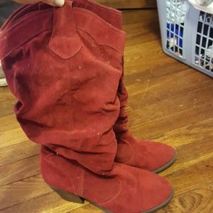 Red velvet cowboy boots