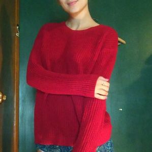 Red Forever 21 Cable Knit Sweater/ Cardigan