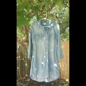 Long Blue Denim Shirt - Denim Dress