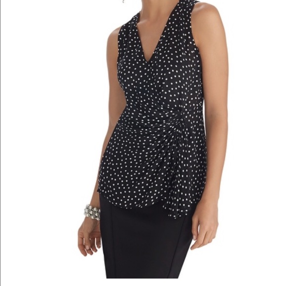 WHBM Sleeveless Asymmetric Wrap Shell Blouse
