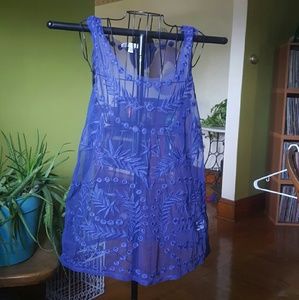 LC Lauren Conrad blue sheer embroidered tunic LC Lauren Conrad blue sheer embroidered tunic