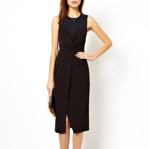 ASOS wrap pencil dress with bustier detail