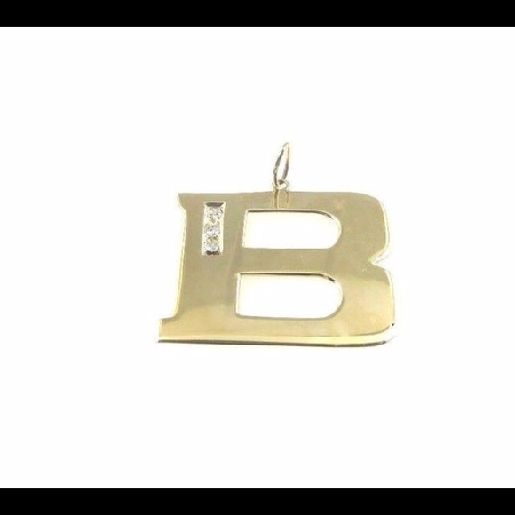 10k Yellow Gold Letter B Diamond Initial Pendant