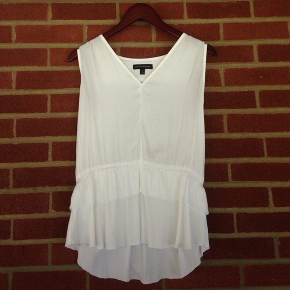 Banana Republic White Ruffle Top