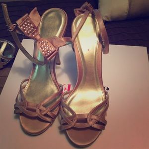 Pink sparkle bow stiletto heels