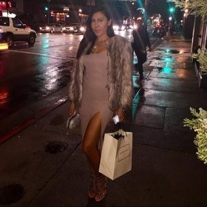 Mocha brown slit dress