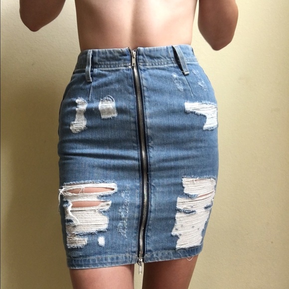 DIVIDED JEAN ZIPPER SKIRT