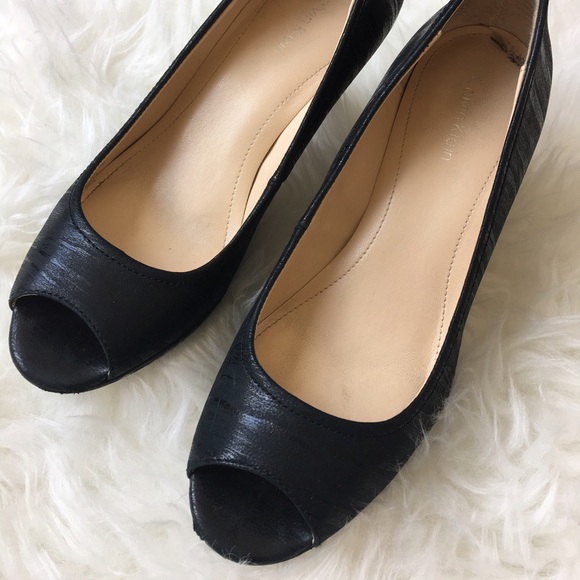 Calvin Klein peep toe pumps