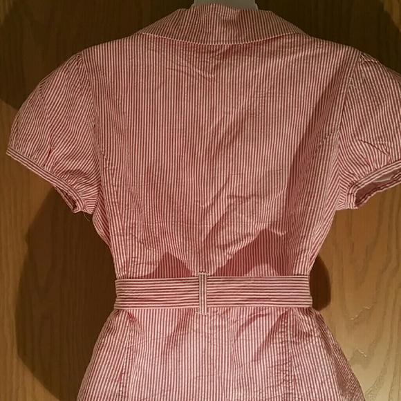 Red Stripped Button Up Blouse - Picture 3 of 3