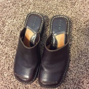 Brown Leather Born Clogs