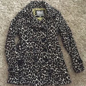 Leopard print pea coat
