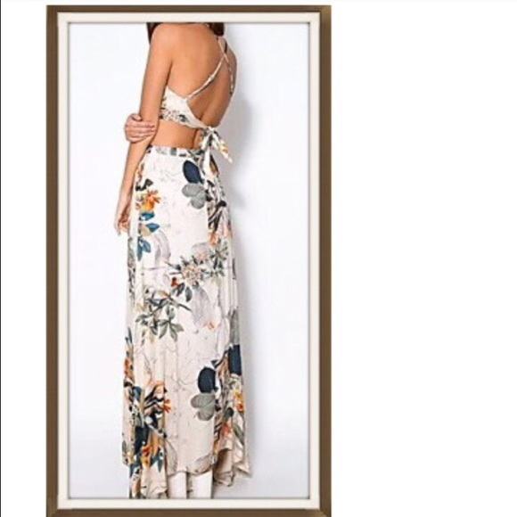 Floral crop top and maxi skirt set.