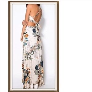 Floral crop top and maxi skirt set.