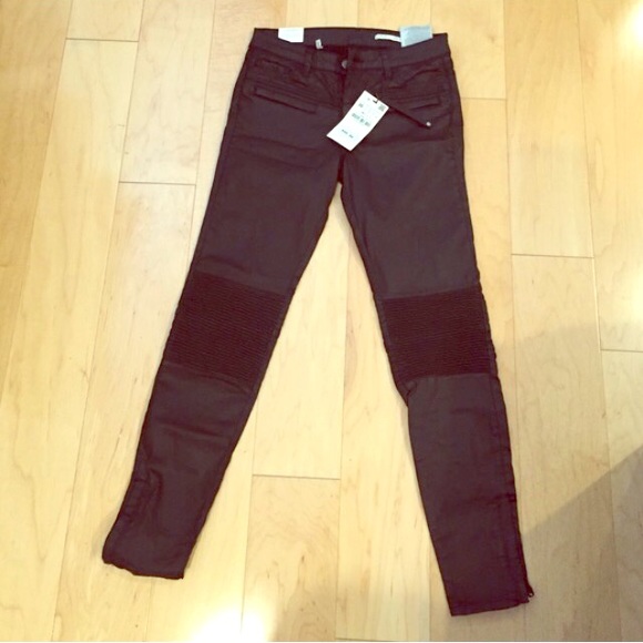 Zara Moto WaxedJeans size 4 black