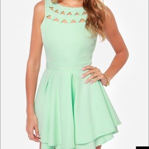 Lulu's "Flirting with Danger" Cutout Mint Dress