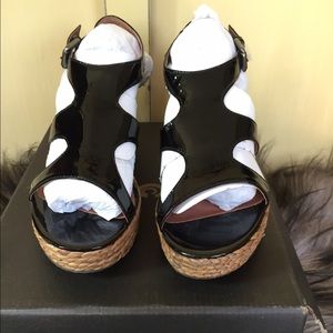 New Corso Como patent leather wedge sandals