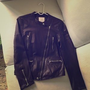 Size S dark purple leather jacket, rare, like new
