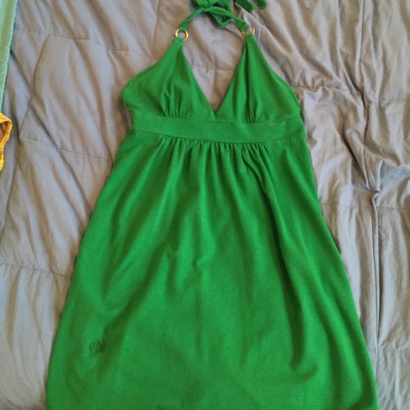 Victoria's Secret green gold ring halter dress