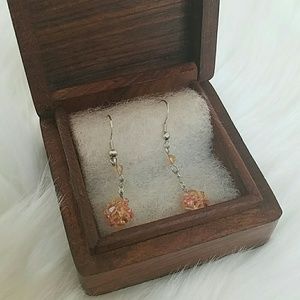 NWOT India handmade pink drop earrings