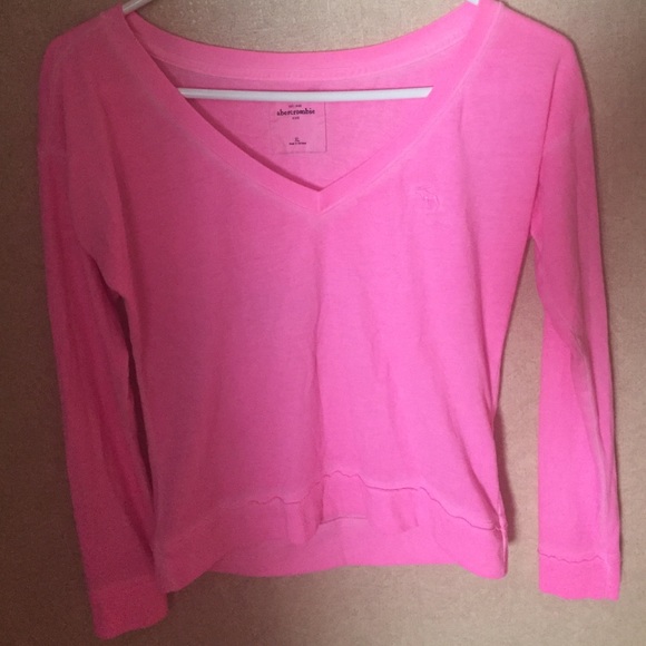Pink long sleeve abercrombie kids top