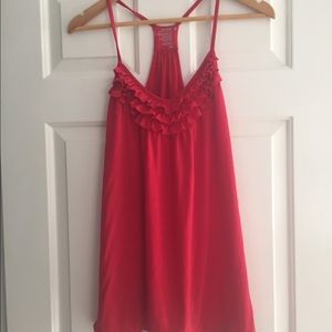 Red ruffle tank