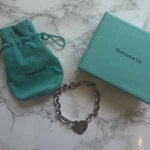 Sterling silver Tiffany & Co heart charm bracelet