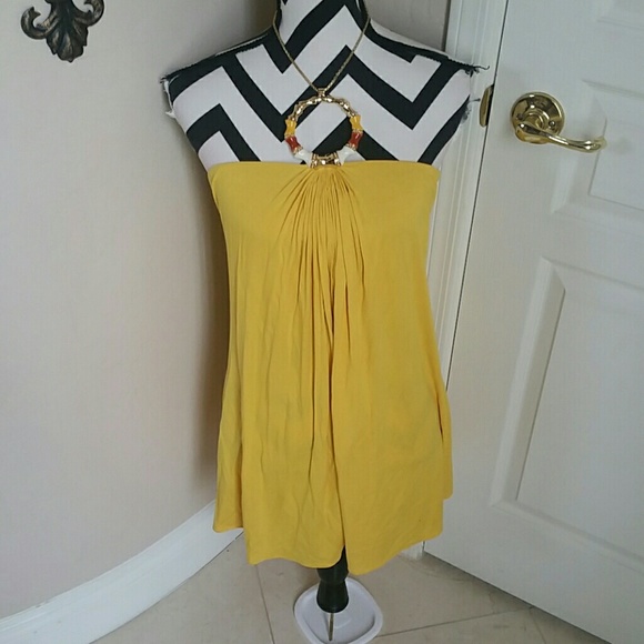 Sky Mustard Yellow Halter Dress - Picture 1 of 3