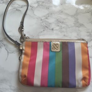 Striped Coach wristlet