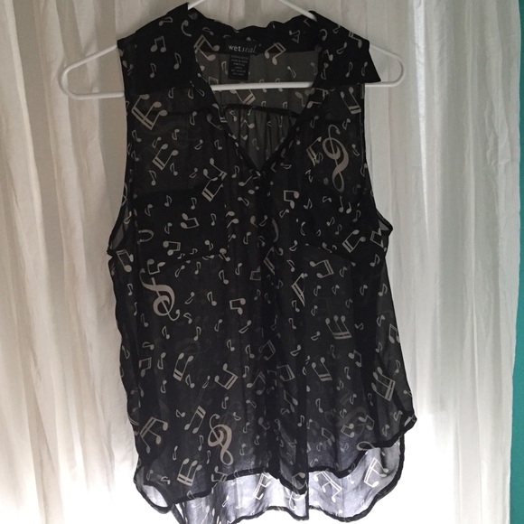 Black Music Note Covered Top