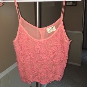 Coral Cropped Tank (open back with button)