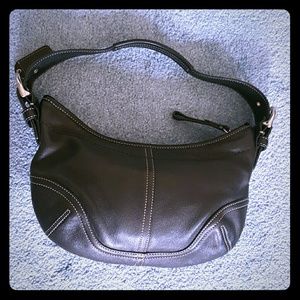 Coach black leather shoulder bag