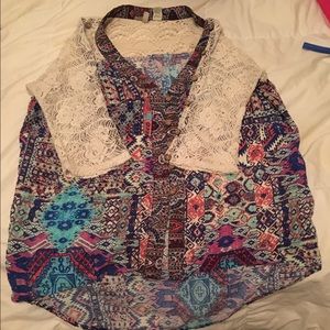 Lace & Print Top