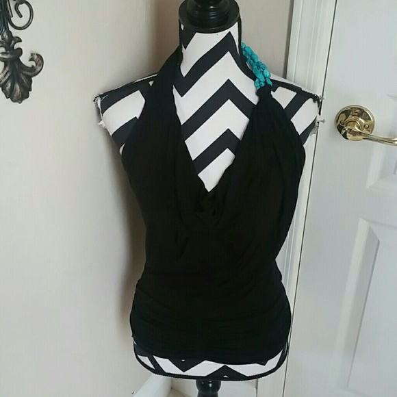 Sky Tops - Sky Black Turquoise Body con Halter Top
